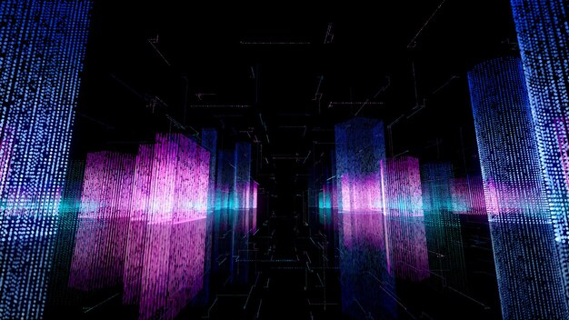 Image of a futuristic cityscape with glowing lights and advanced technology visible, representing the themes of a tech-focused podcast.