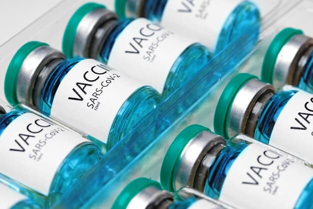 Close up of vaccine vials.