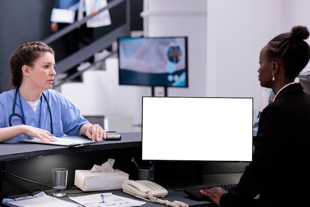 A doctor and a nurse in a hospital, looking at a computer screen showing dwindling inventory numbers, their faces reflecting concern. Medical equipment and empty supply boxes are visible in the background, reinforcing the theme of scarcity.