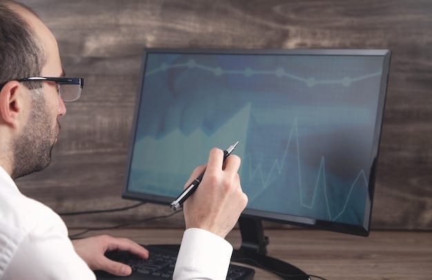 A digital forensics expert analyzing a computer screen displaying lines of code and network diagrams, with a magnifying glass over a specific anomaly, illustrating the process of breach analysis.