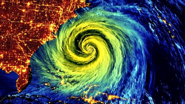 A detailed weather map of the US, showing various color-coded severe weather warnings and watches spread across multiple states, with exaggerated storm icons.