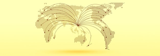 A world map made of interconnected streaming lines or data streams, with various country flags popping up on different continents, illustrating the global expansion and localization efforts of streaming services.
