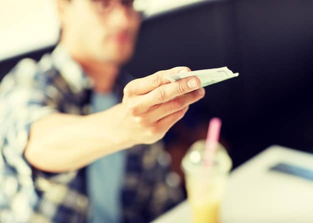 A person's hand holding a smartphone, actively refreshing a ticketing website, while in the background, out of focus, a concert stage with lights is visible, representing the frenetic nature of online ticket buying.