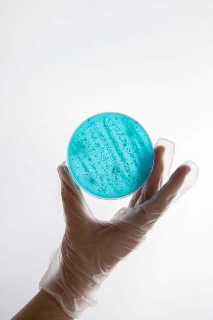 A close-up of a laboratory technician's hands in gloves, carefully processing a stool sample in a modern, well-lit lab, emphasizing scientific rigor and precision.