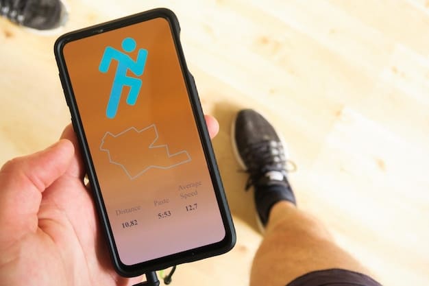 A close-up shot of a smartphone screen displaying a step-tracking app, showing a clear upward trend in daily steps over a week or month, with a background blur of someone actively walking.
