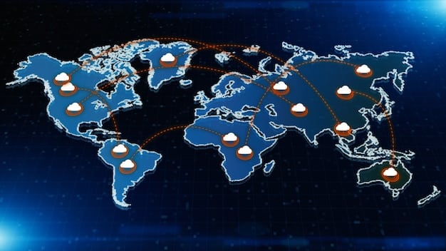 A detailed map illustrating multiple global supplier locations interconnected by various shipping routes, highlighting diversified sourcing and logistical complexity.