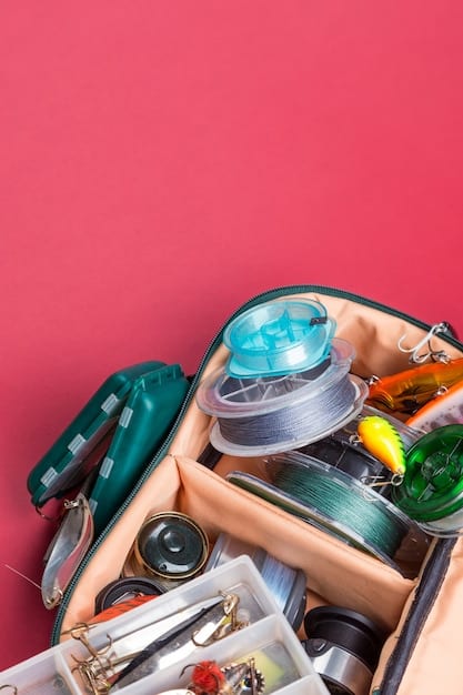 A well-organized emergency kit, containing items such as a flashlight, batteries, first-aid supplies, non-perishable food, bottled water, and a portable power bank. The kit is neatly arranged in a waterproof container.