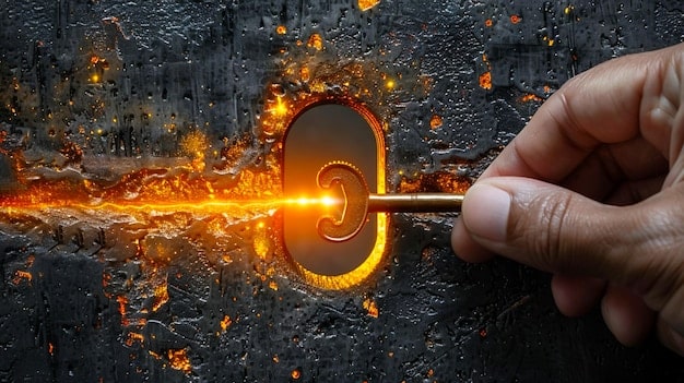 A close-up digital illustration showing a lock symbol being broken apart by a digital hammer, representing the vulnerability of US infrastructure to cyberattacks within the narrative of 'Developing Story: Major Cyberattack Targets US Infrastructure - What You Need to Know to Protect Yourself'.