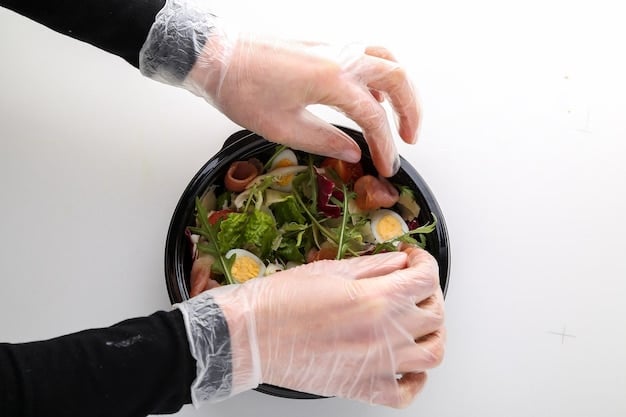 A person wearing gloves is carefully placing a contaminated food product into a sealed plastic bag, with other pantry items blurred in the background. The focus is on the safe handling and containment of the potentially harmful item, following the FDA's warning. The bag is labeled 