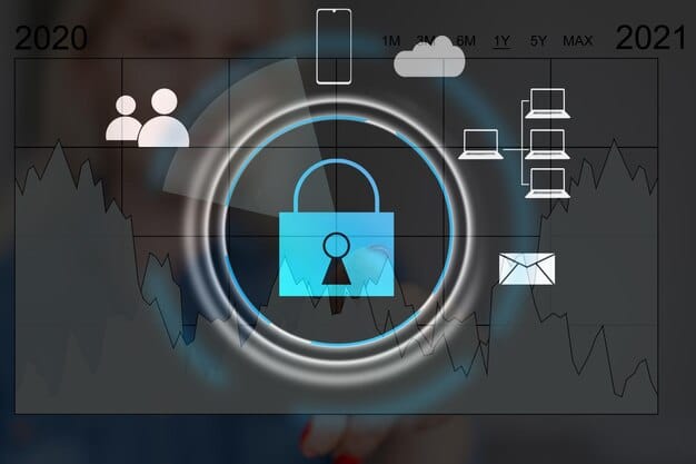 A padlock icon superimposed on a digital screen showing a user login interface, symbolizing the need for strong online security and password protection to prevent identity theft and scams. Caption: 