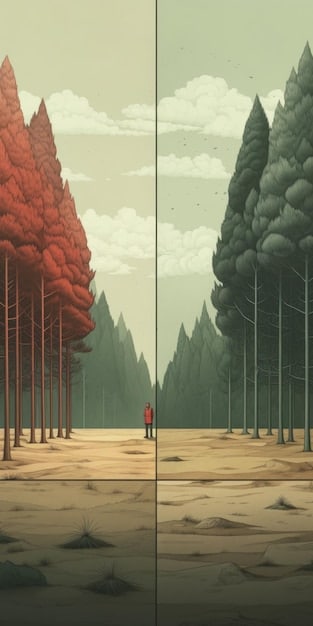 A side-by-side comparison of a scene from the original 