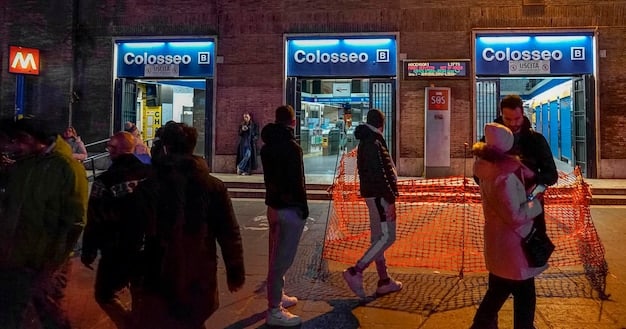 A bustling ticket booth in Times Square with a digital board displaying show names and discounted prices, people waiting in line, conveying the essence of seeking Broadway ticket deals.