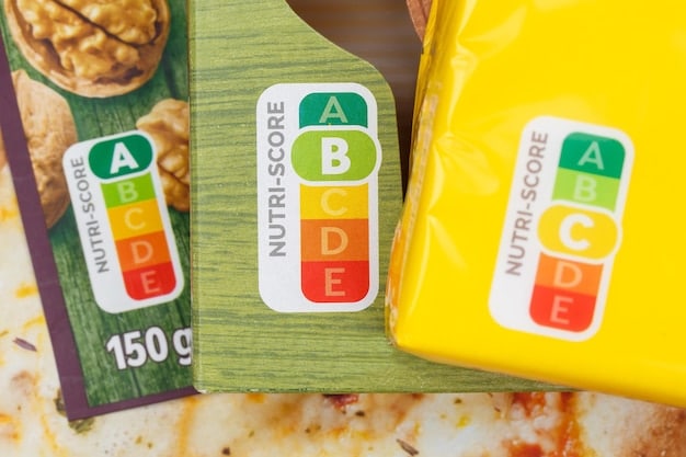 A close-up shot of nutrition labels on various packaged foods, highlighting the 'added sugars' content. The image should convey the message that it's important to read labels carefully and be aware of the amount of sugar in processed foods. Conceptually linked to 'The Truth About Sugar: How Much Is Too Much and What Are the Alternatives?'.