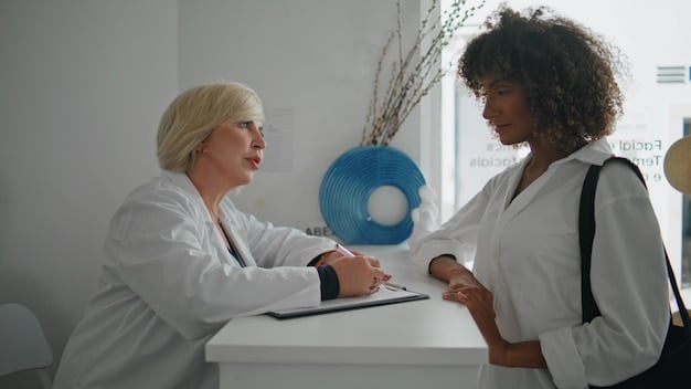 A doctor talking to a patient, reviewing the latest cancer screening recommendations and discussing personalized prevention strategies, emphasizing the importance of professional medical advice in line with The Latest on Cancer Prevention: Lifestyle Choices That Can Reduce Your Risk.