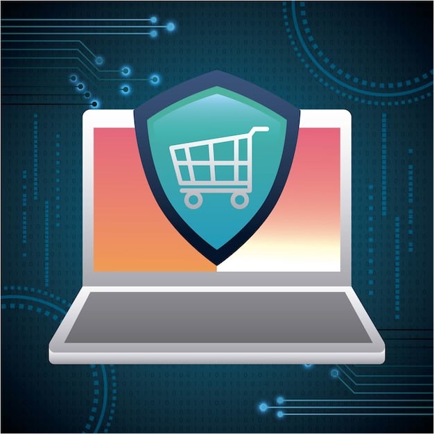 An illustration depicting a digital shield protecting a laptop from cyber threats, symbolizing robust cybersecurity measures crucial for remote work environments. The screen displays various security protocols and encryption symbols, highlighting protection against data breaches. This image is related to The Future of Remote Work: Legal and Economic Considerations for Businesses in 2025.